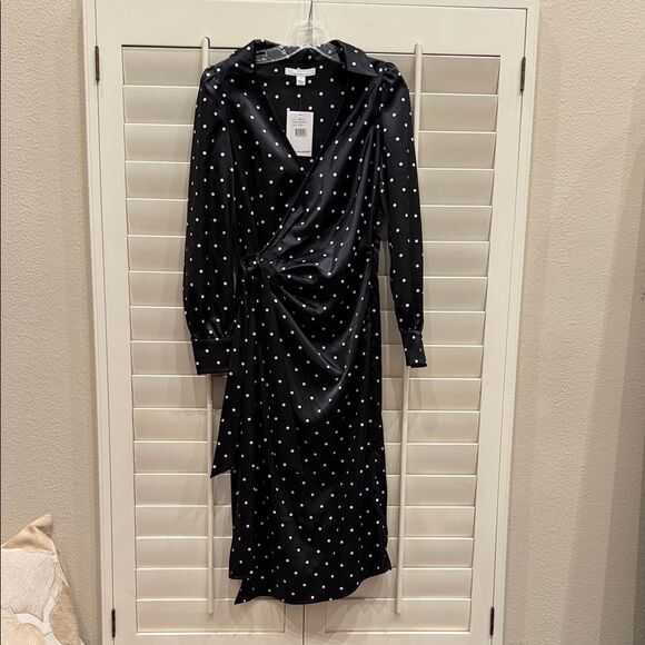 Dresses & Skirts - Stylish Black Polka Dot Long Sleeve Dress By Fourteenth Place